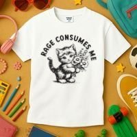 Rage Consumes Me Weirdcore Funny Hilarious Kitten Meme Kids T-Shirt thumb 3
