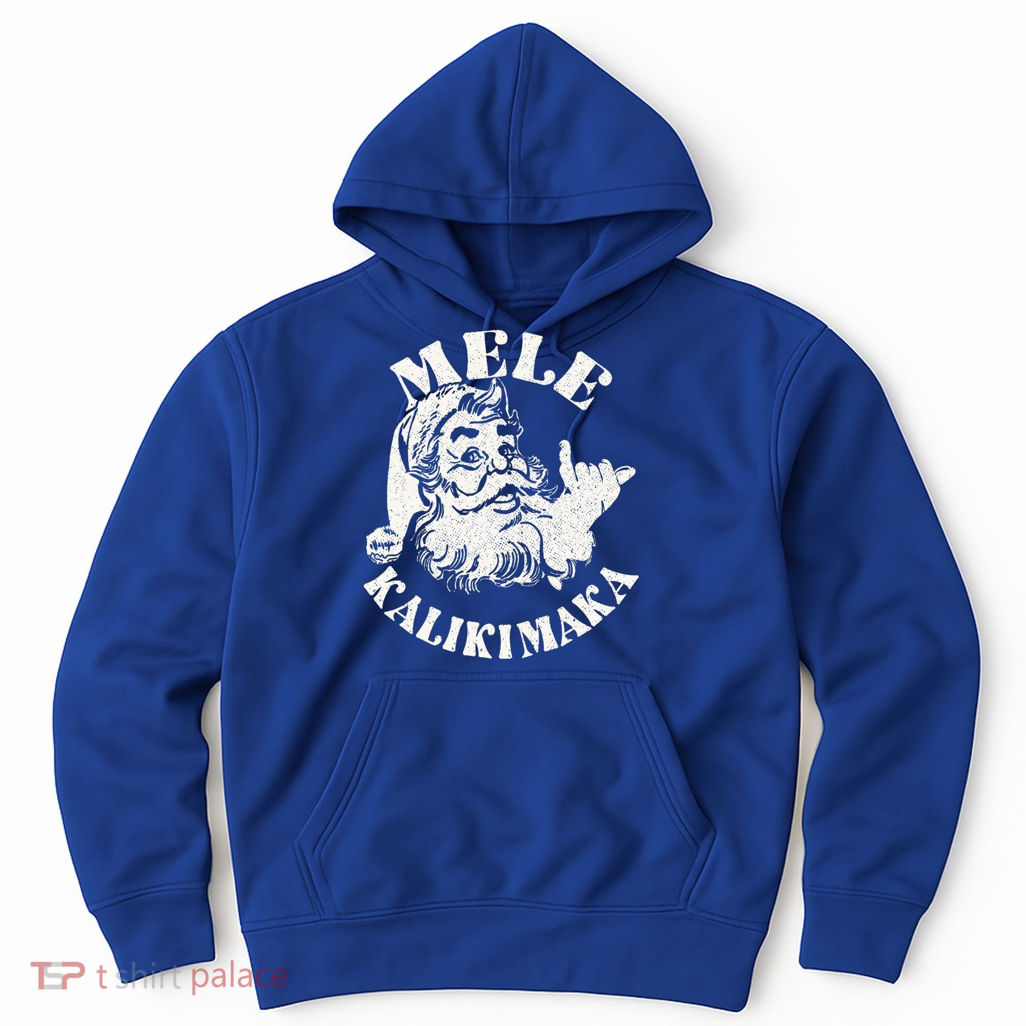 Retro Christmas Mele Kalikimaka Santa Claus Shaka Hawaii Hoodie