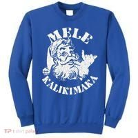 Retro Christmas Mele Kalikimaka Santa Claus Shaka Hawaii Sweatshirt thumb 0