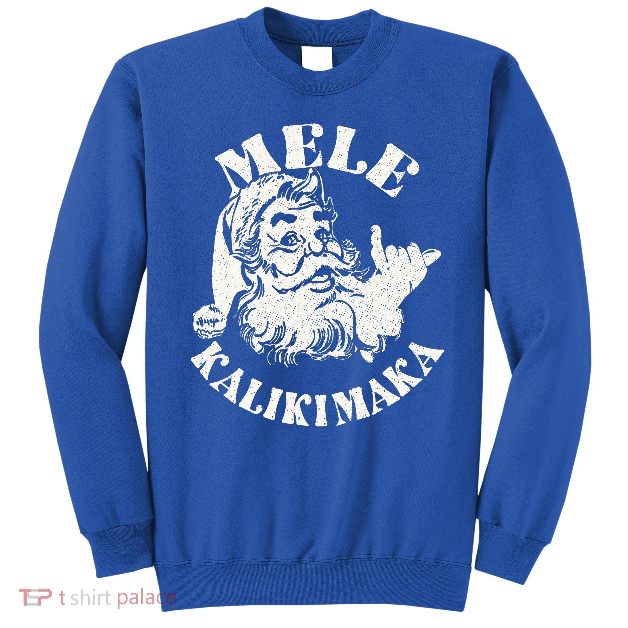 Retro Christmas Mele Kalikimaka Santa Claus Shaka Hawaii Sweatshirt
