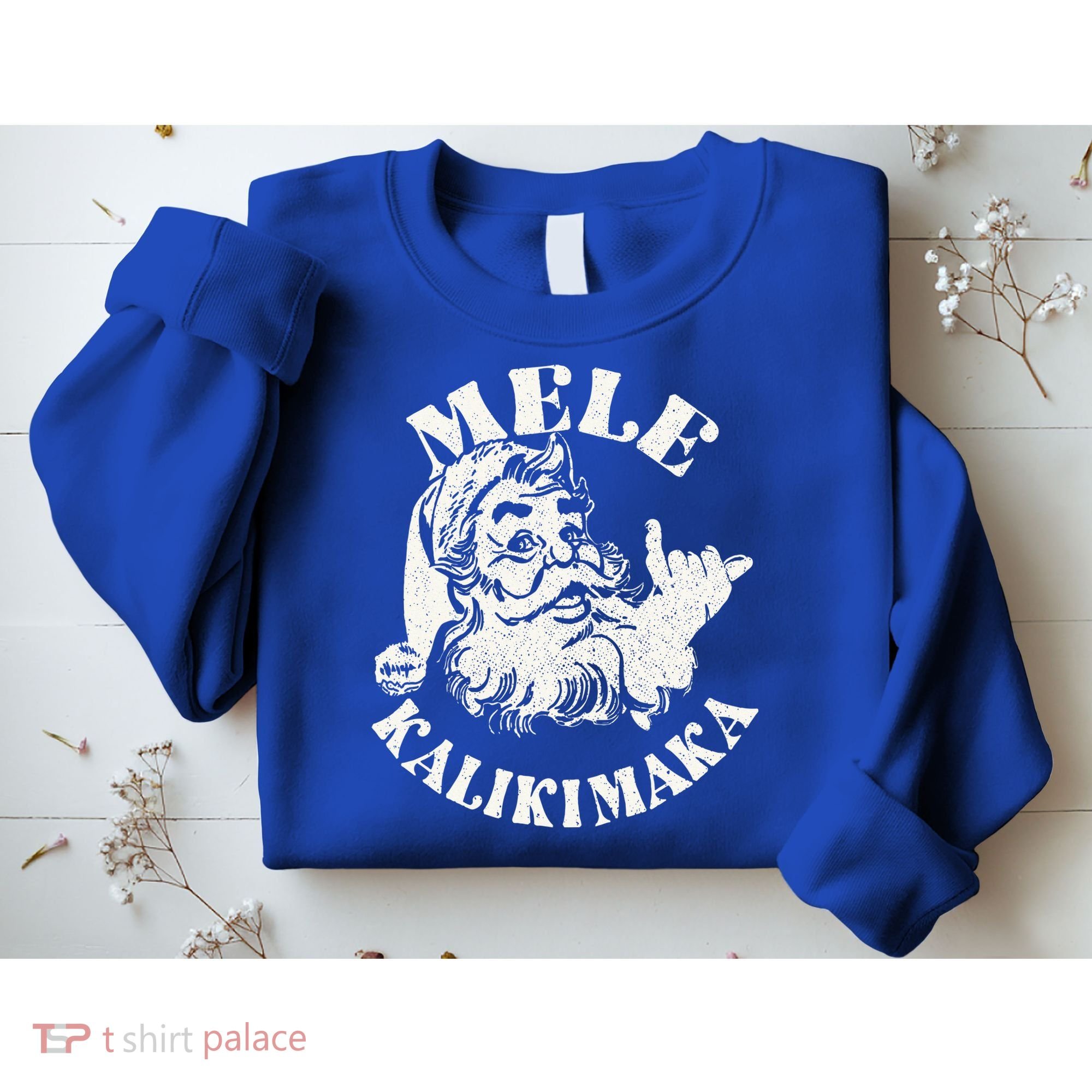 Retro Christmas Mele Kalikimaka Santa Claus Shaka Hawaii Sweatshirt