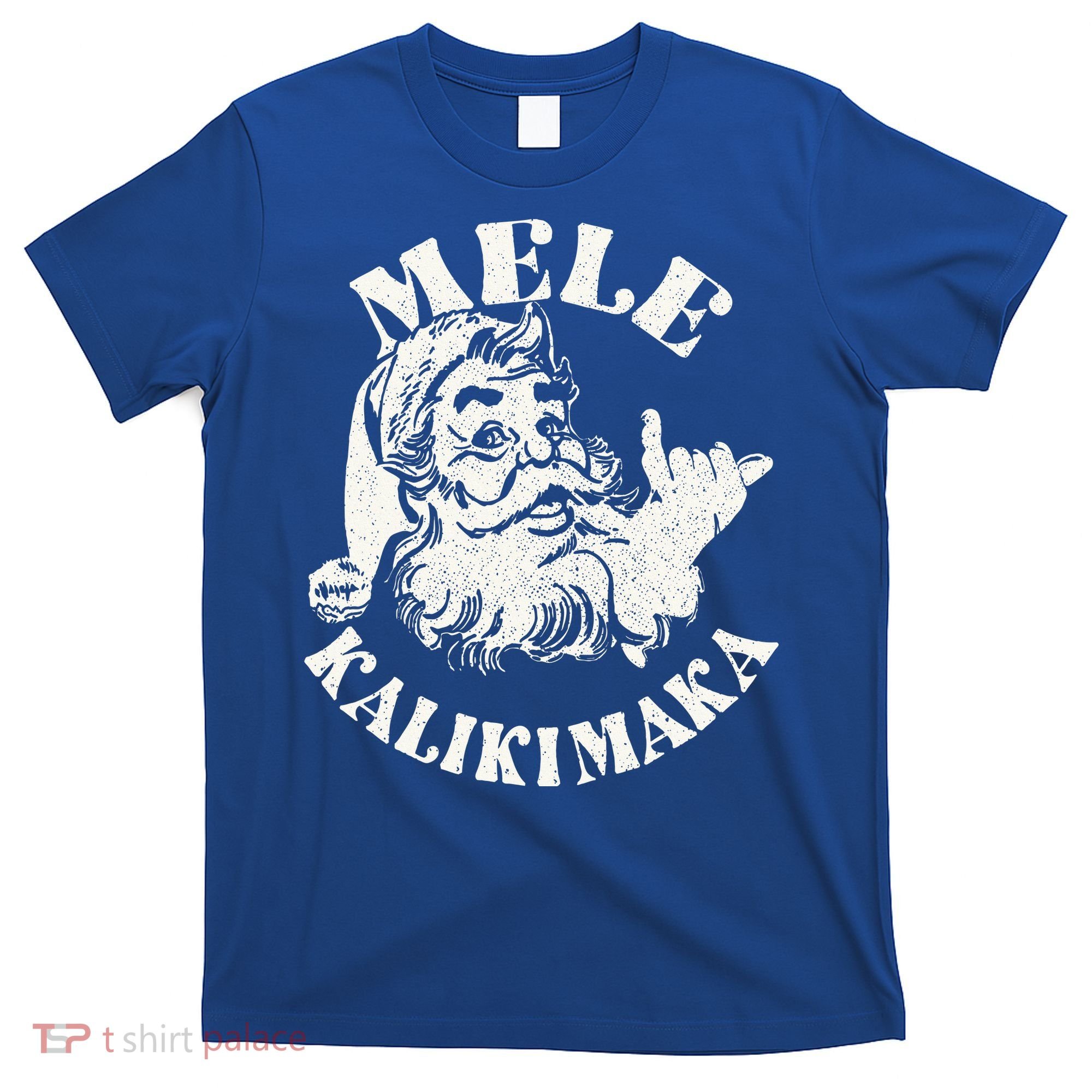 Retro Christmas Mele Kalikimaka Santa Claus Shaka Hawaii T-Shirt