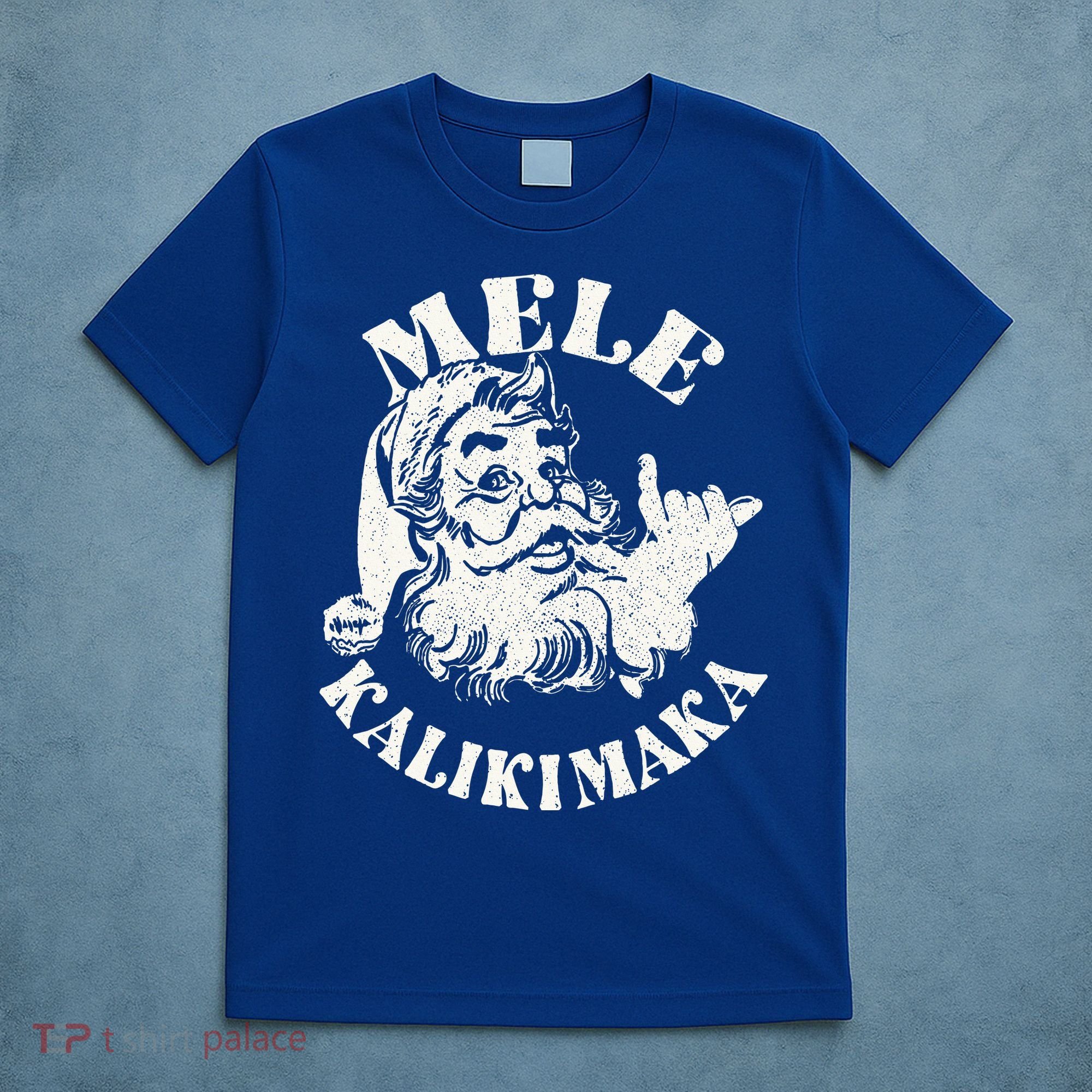 Retro Christmas Mele Kalikimaka Santa Claus Shaka Hawaii T-Shirt