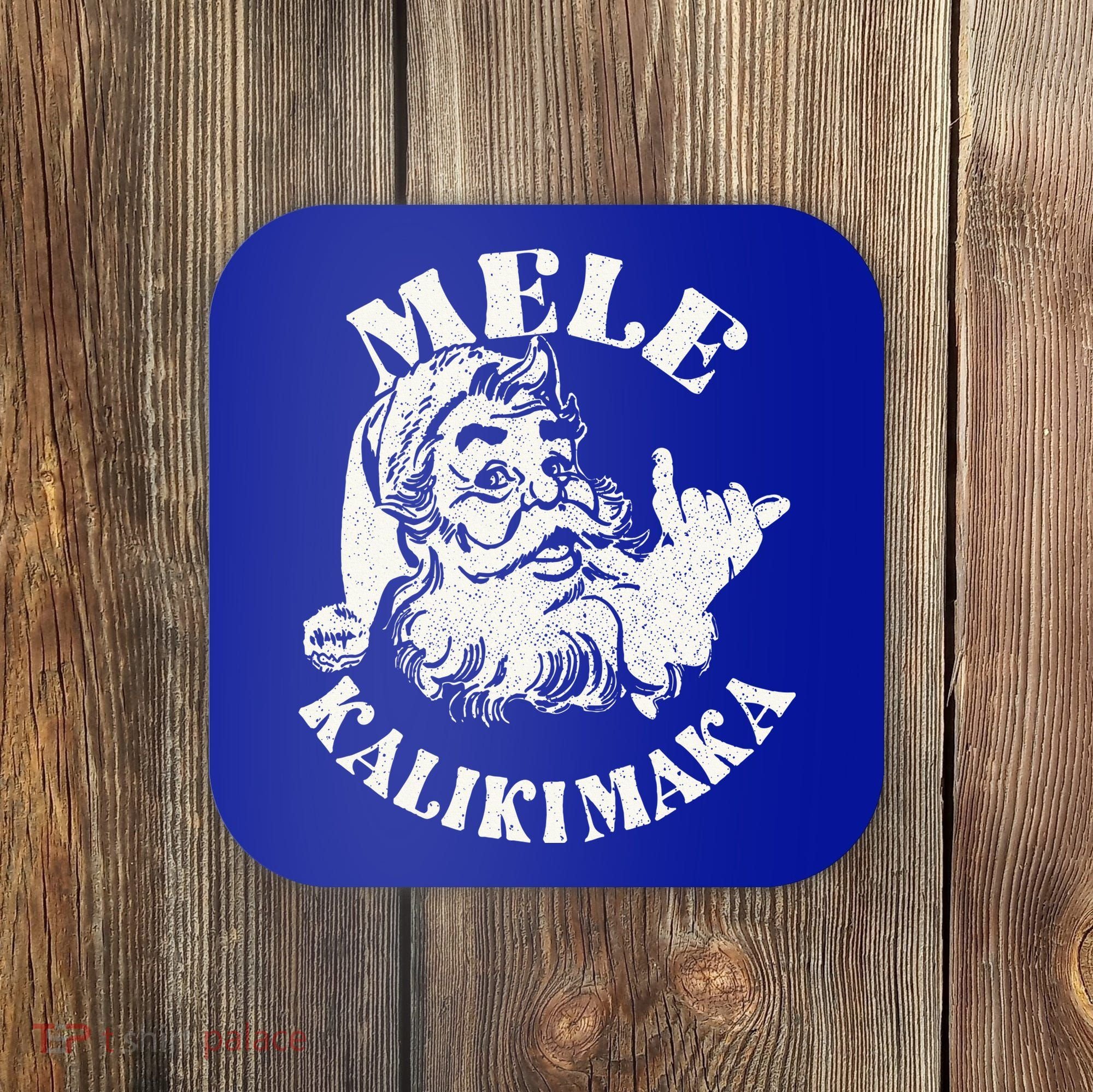 Retro Christmas Mele Kalikimaka Santa Claus Shaka Hawaii Coaster