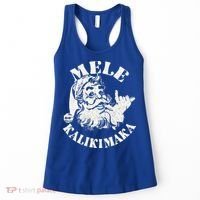Retro Christmas Mele Kalikimaka Santa Claus Shaka Hawaii Women's Tank Top thumb 0