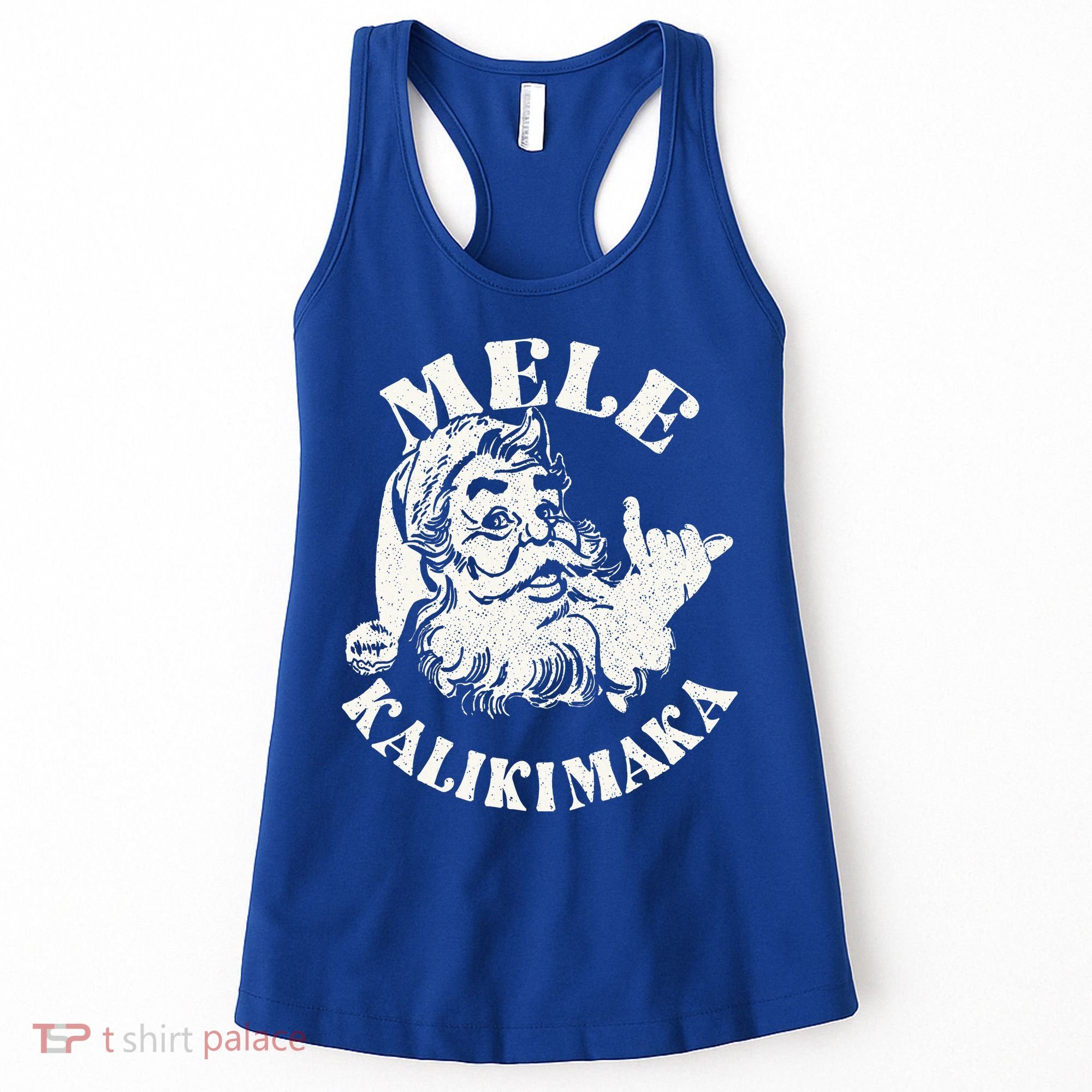 Retro Christmas Mele Kalikimaka Santa Claus Shaka Hawaii Women's Tank Top