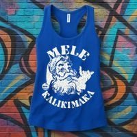 Retro Christmas Mele Kalikimaka Santa Claus Shaka Hawaii Women's Tank Top thumb 3