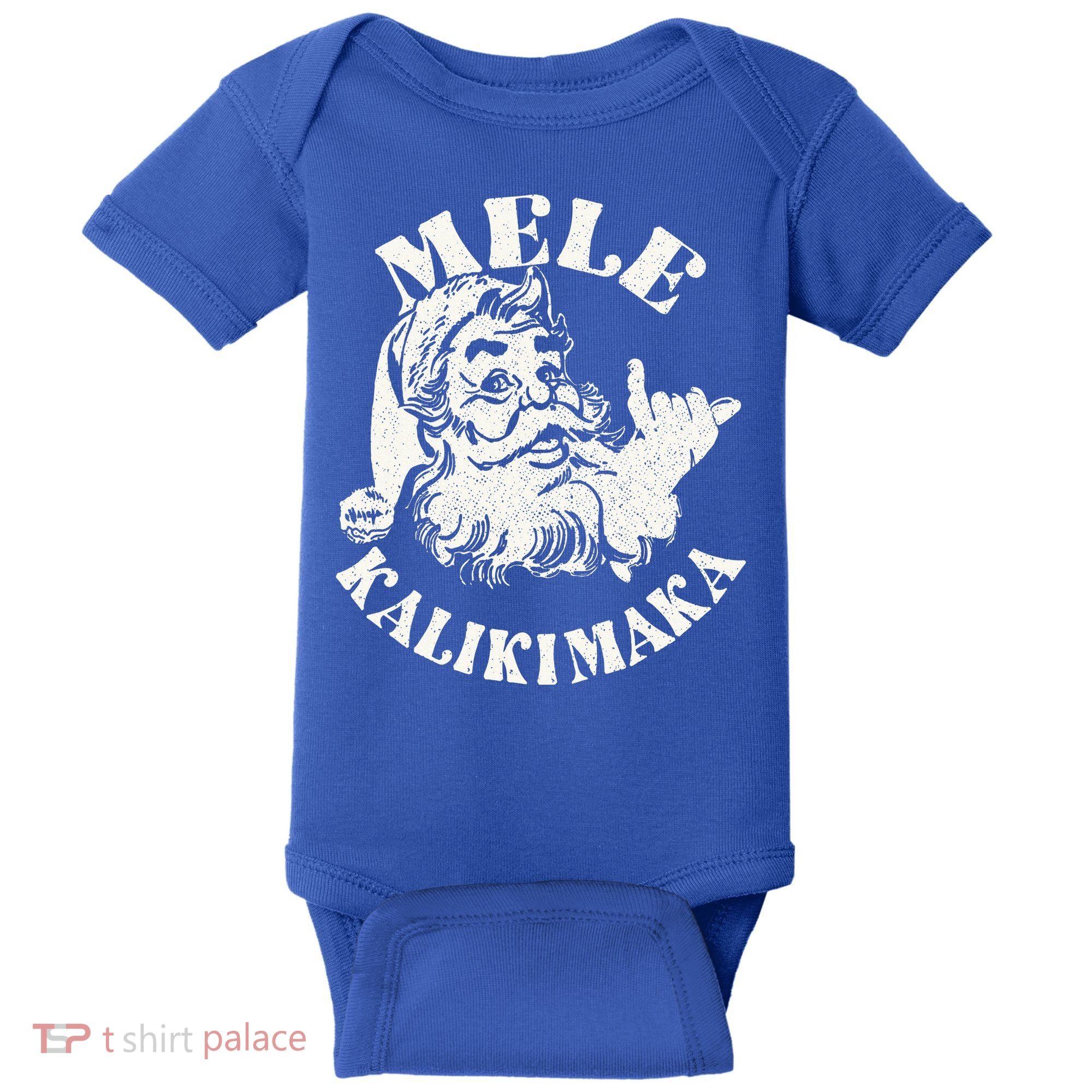 Retro Christmas Mele Kalikimaka Santa Claus Shaka Hawaii Baby Bodysuit