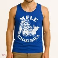 Retro Christmas Mele Kalikimaka Santa Claus Shaka Hawaii Tank Top thumb 3