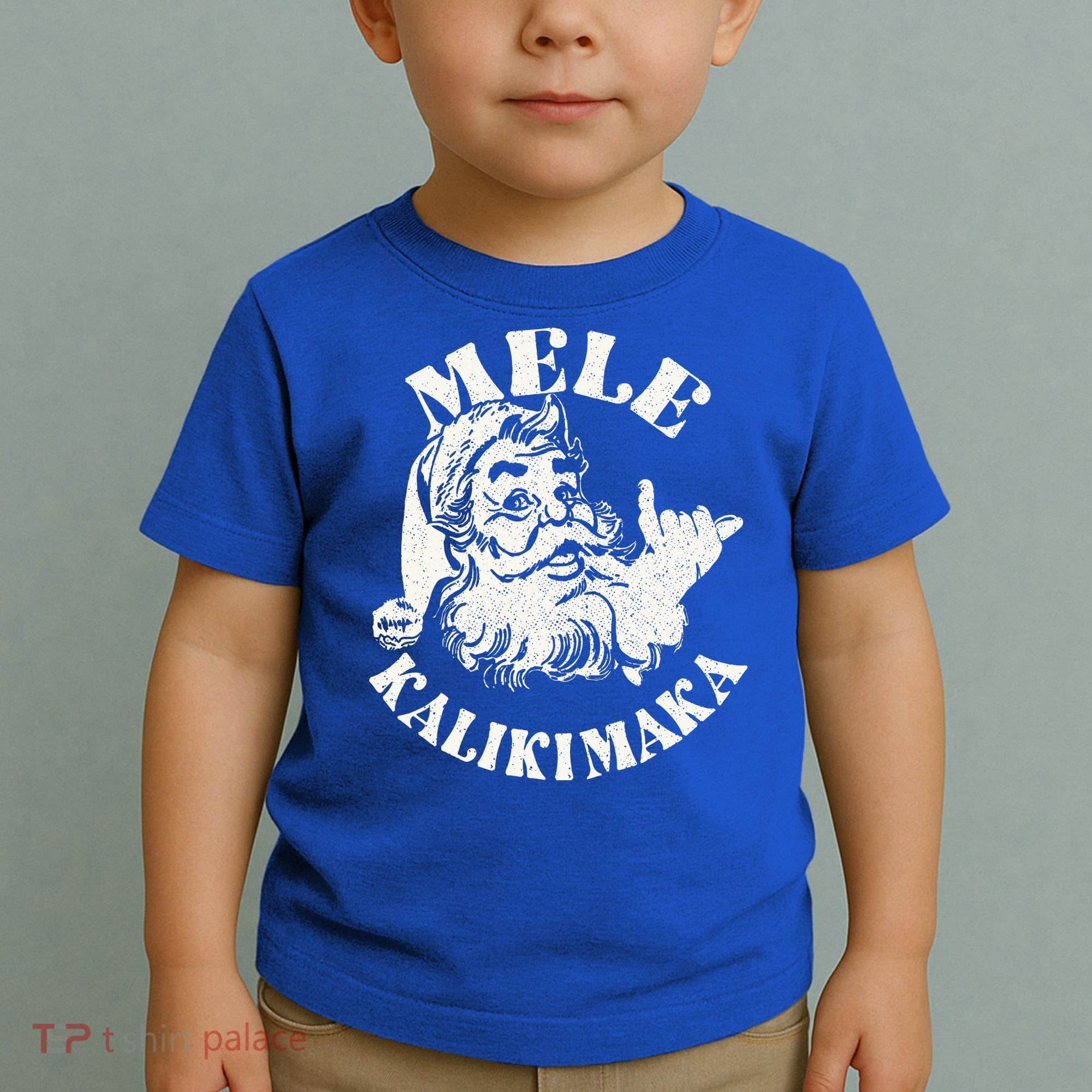 Retro Christmas Mele Kalikimaka Santa Claus Shaka Hawaii Toddler T-Shirt