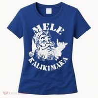 Retro Christmas Mele Kalikimaka Santa Claus Shaka Hawaii Women's T-Shirt thumb 0