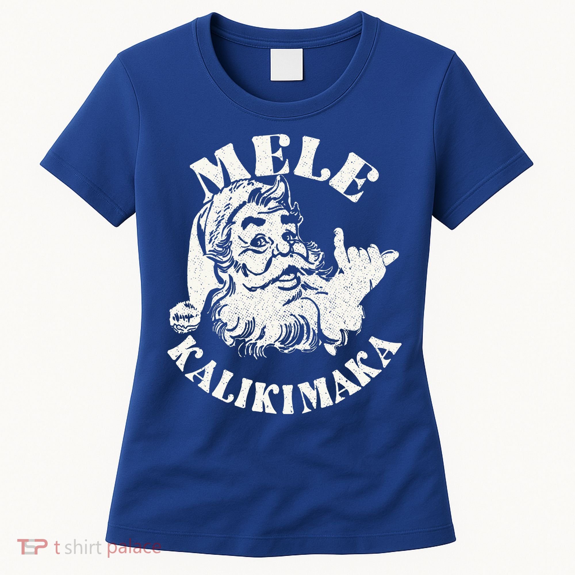 Retro Christmas Mele Kalikimaka Santa Claus Shaka Hawaii Women's T-Shirt