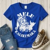 Retro Christmas Mele Kalikimaka Santa Claus Shaka Hawaii Women's T-Shirt thumb 3