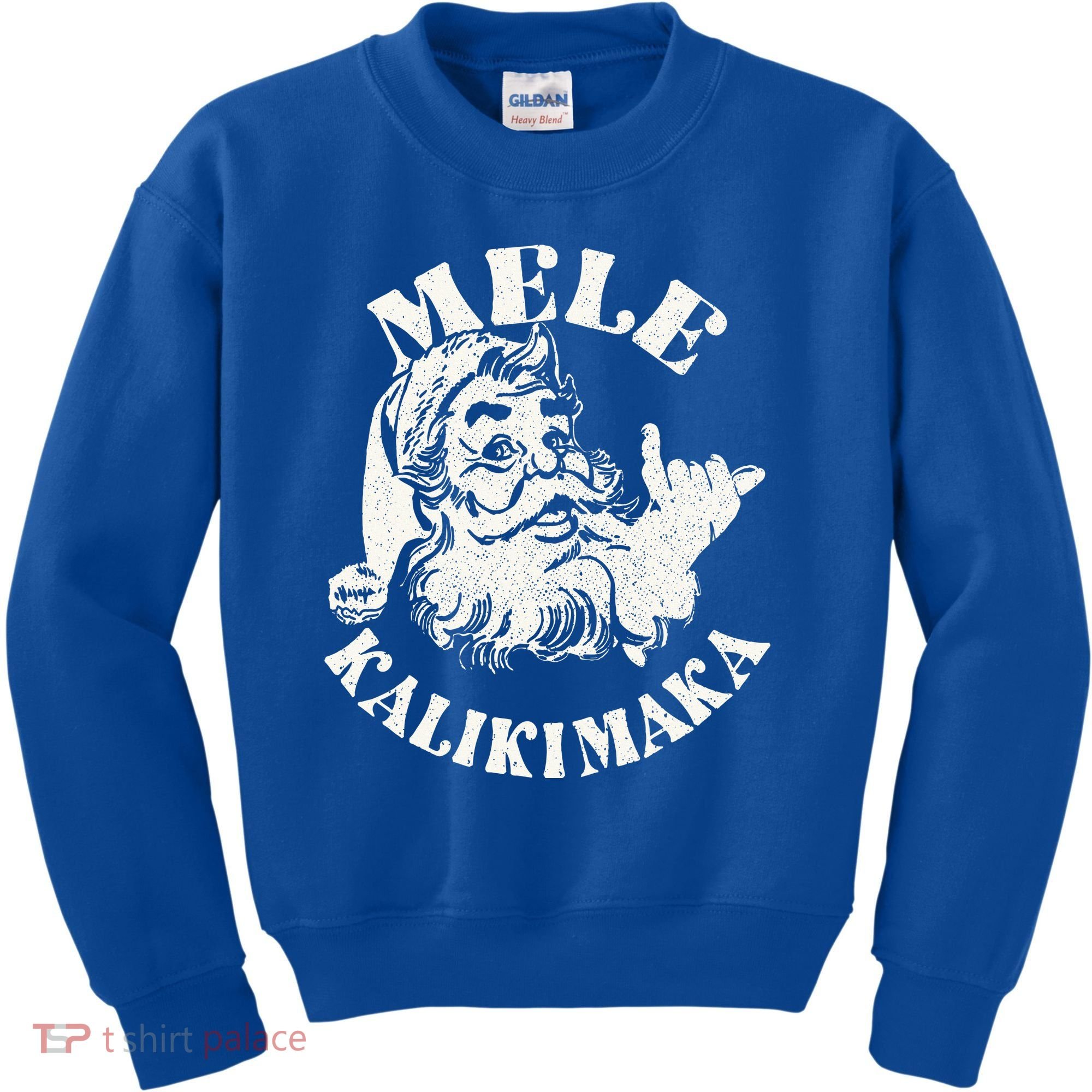 Retro Christmas Mele Kalikimaka Santa Claus Shaka Hawaii Kids Sweatshirt