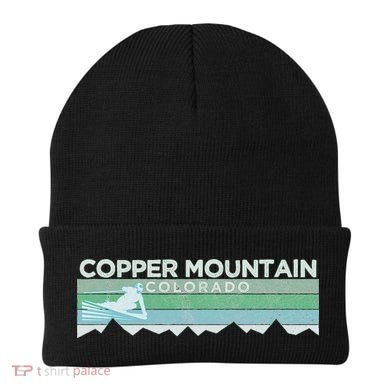Retro Copper Mountain Colorado Distressed Skiing Beanie
