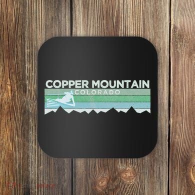 Retro Copper Mountain Colorado Distressed Skiing Coaster