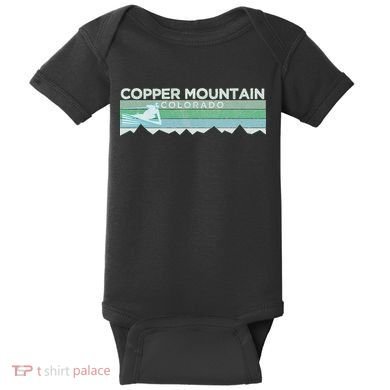 Retro Copper Mountain Colorado Distressed Skiing Baby Bodysuit