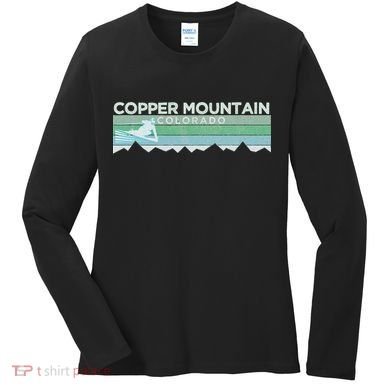 Retro Copper Mountain Colorado Distressed Skiing Women's Long Sleeve Shirt