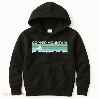 Retro Copper Mountain Colorado Distressed Skiing Kids Hoodie
