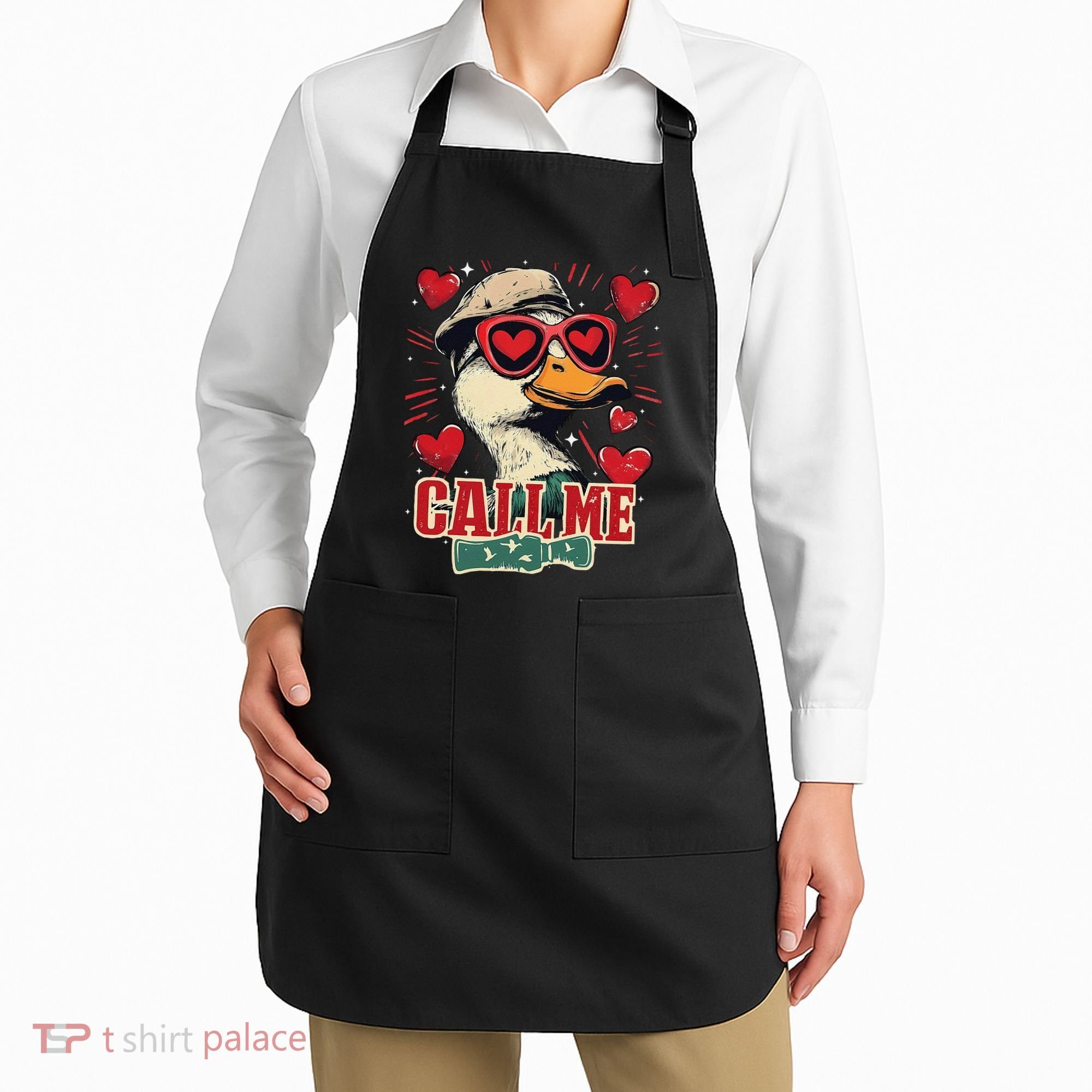 Retro Call Me Valentines Duck Hunting Southern Apron