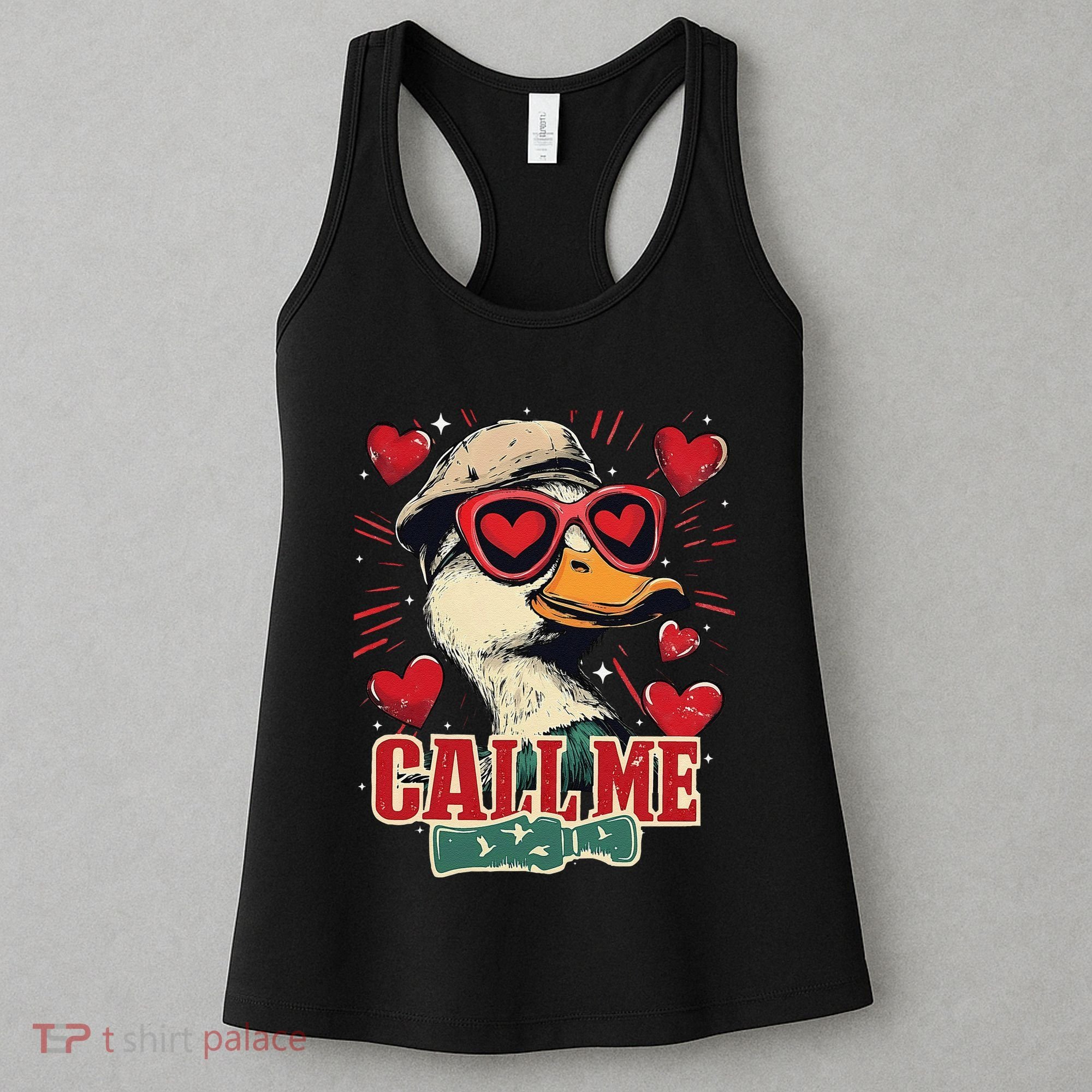 Retro Call Me Valentines Duck Hunting Southern Women's Tank Top