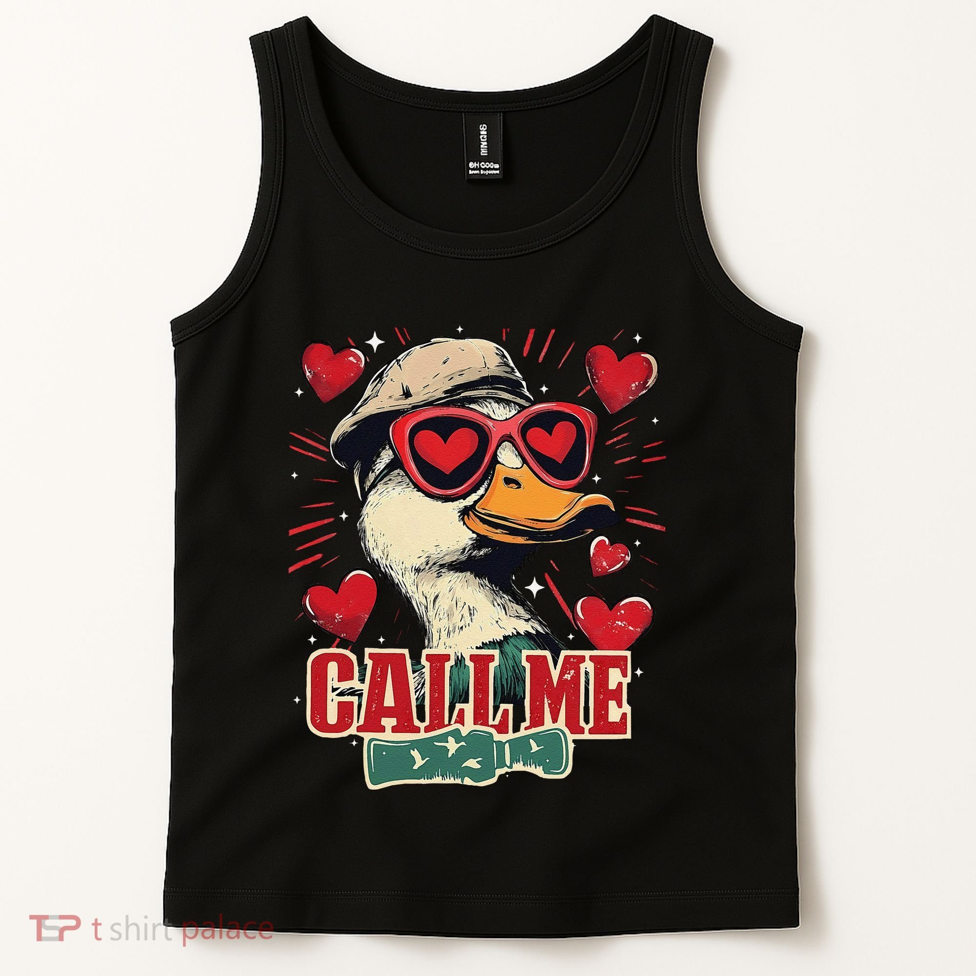 Retro Call Me Valentines Duck Hunting Southern Tank Top