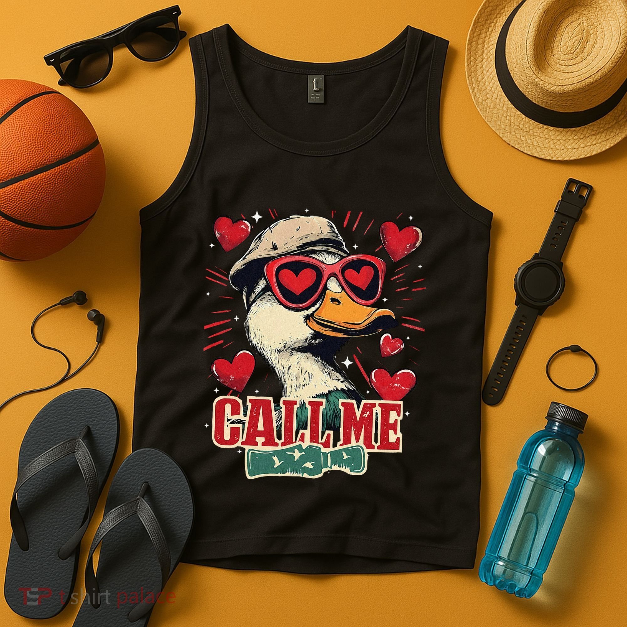 Retro Call Me Valentines Duck Hunting Southern Tank Top