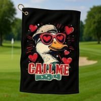 Retro Call Me Valentines Duck Hunting Southern Golf Towel thumb 1