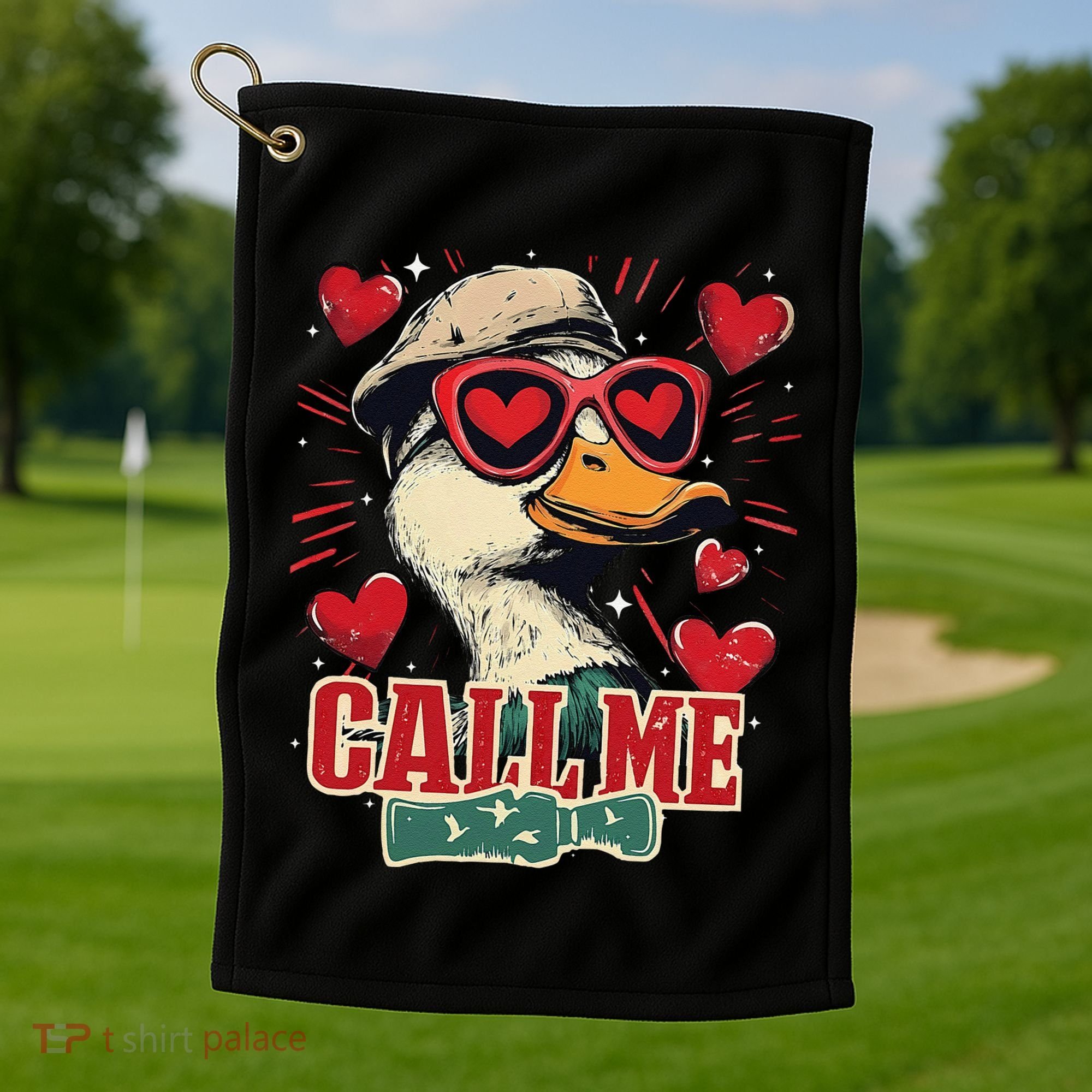 Retro Call Me Valentines Duck Hunting Southern Golf Towel