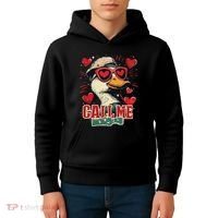 Retro Call Me Valentines Duck Hunting Southern Kids Hoodie thumb 4