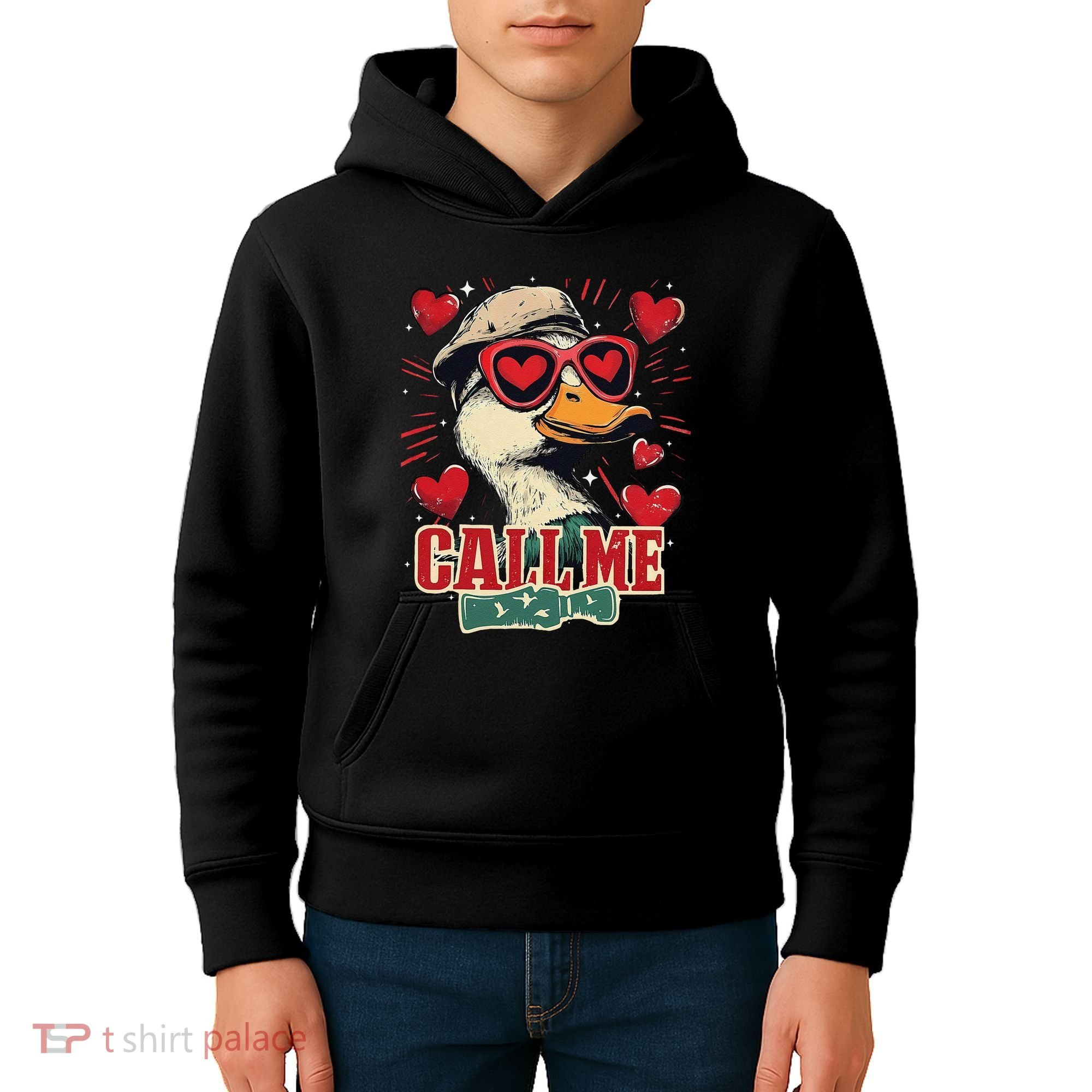 Retro Call Me Valentines Duck Hunting Southern Kids Hoodie