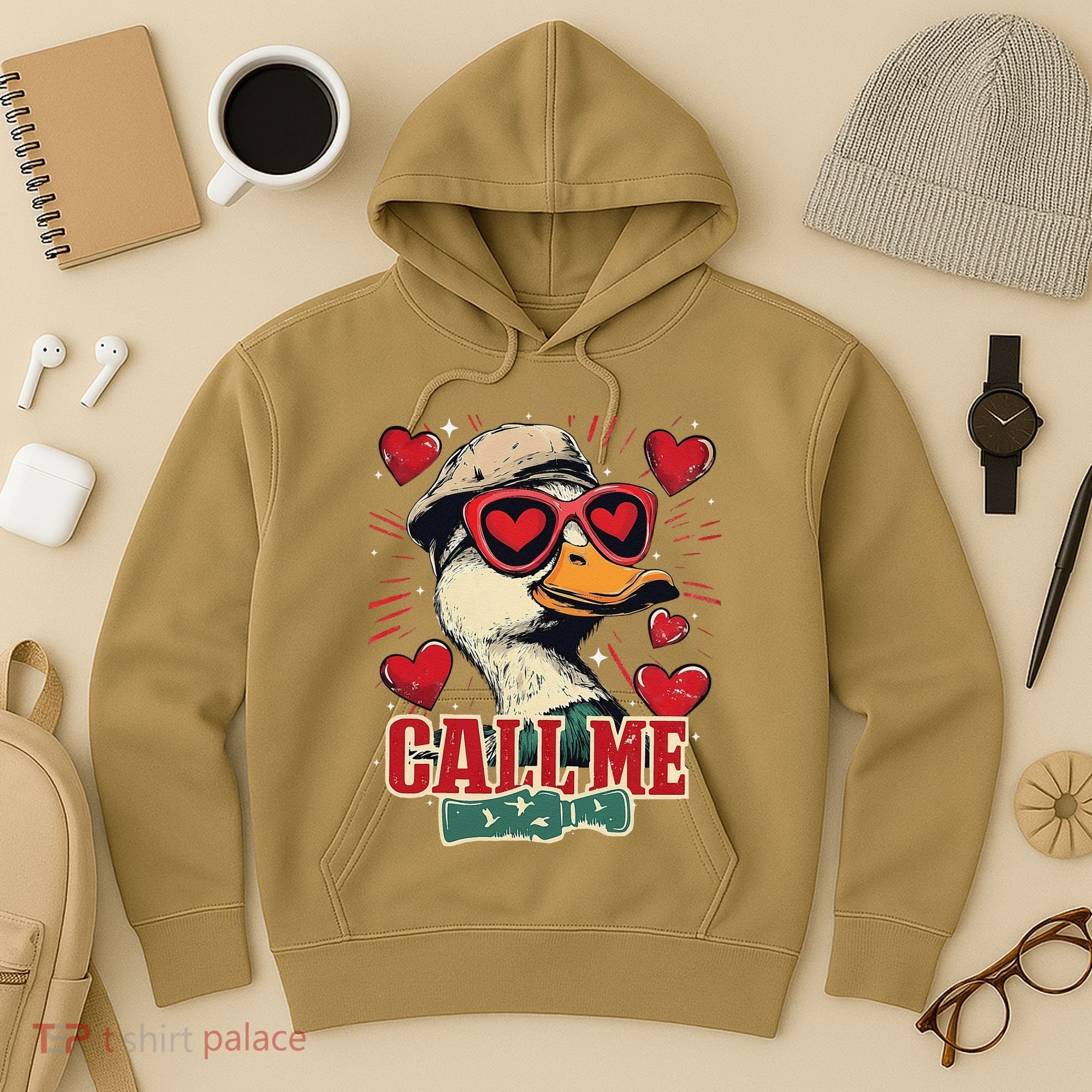Retro Call Me Valentines Duck Hunting Southern Hoodie