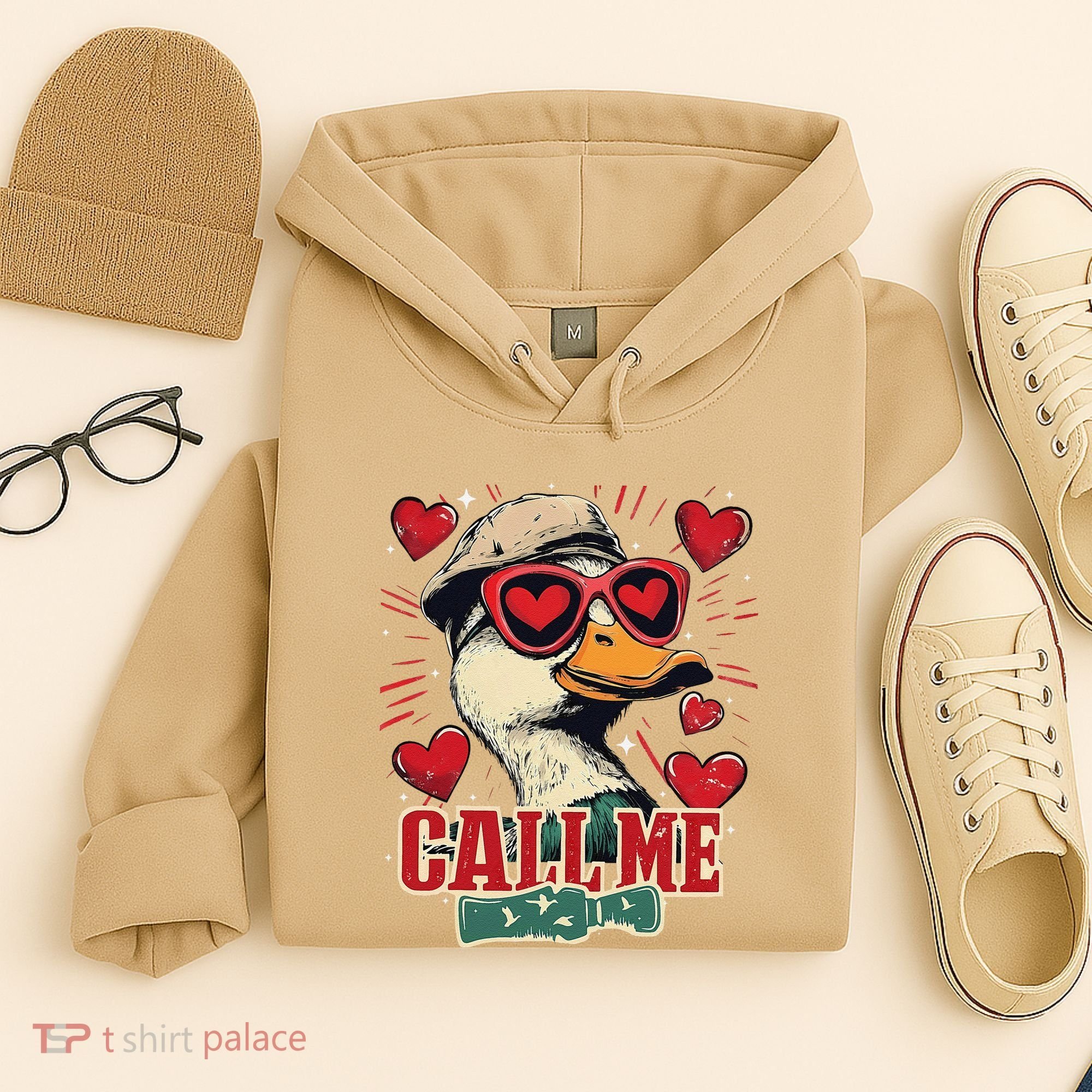 Retro Call Me Valentines Duck Hunting Southern Hoodie