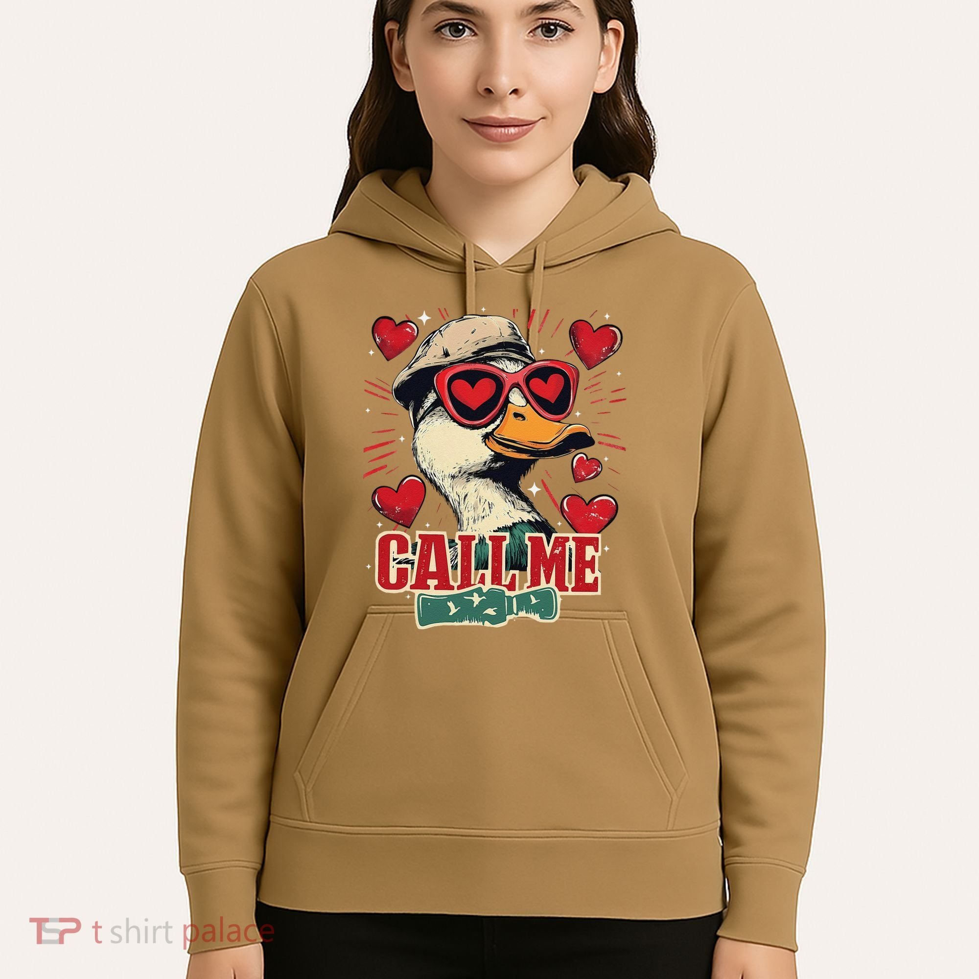 Retro Call Me Valentines Duck Hunting Southern Hoodie