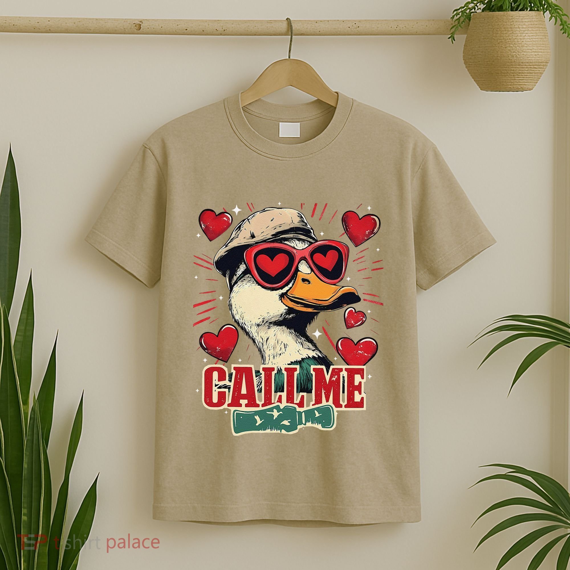 Retro Call Me Valentines Duck Hunting Southern T-Shirt