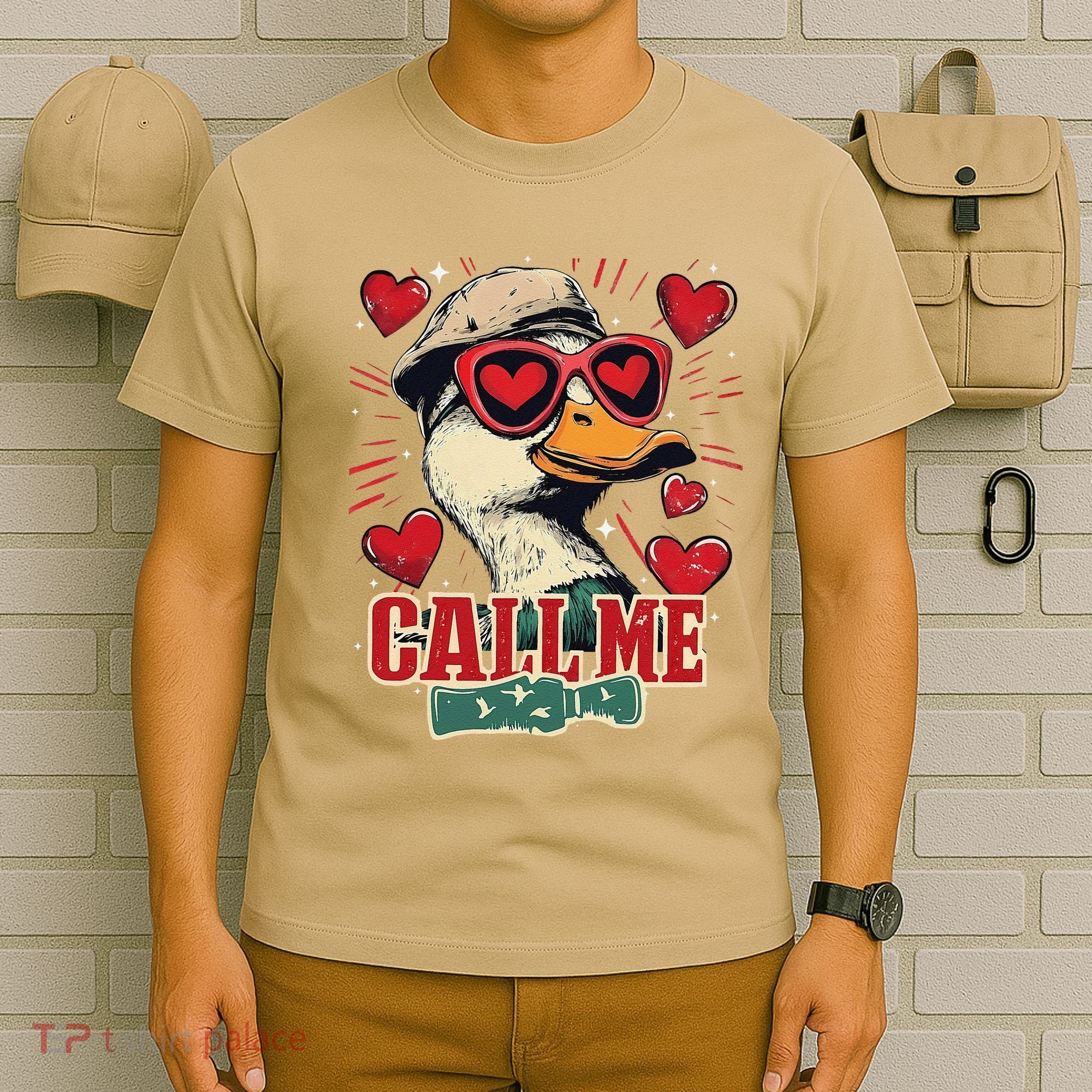 Retro Call Me Valentines Duck Hunting Southern T-Shirt