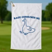 Rage Consumes Me Silly Goose – Funny Angry Goose Meme Golf Towel thumb 1