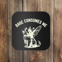 Rage Consumes Me Cat Flower Cute Kitty Cat Meme Coaster thumb 0