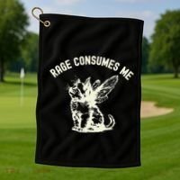 Rage Consumes Me Cat Flower Cute Kitty Cat Meme Golf Towel thumb 1