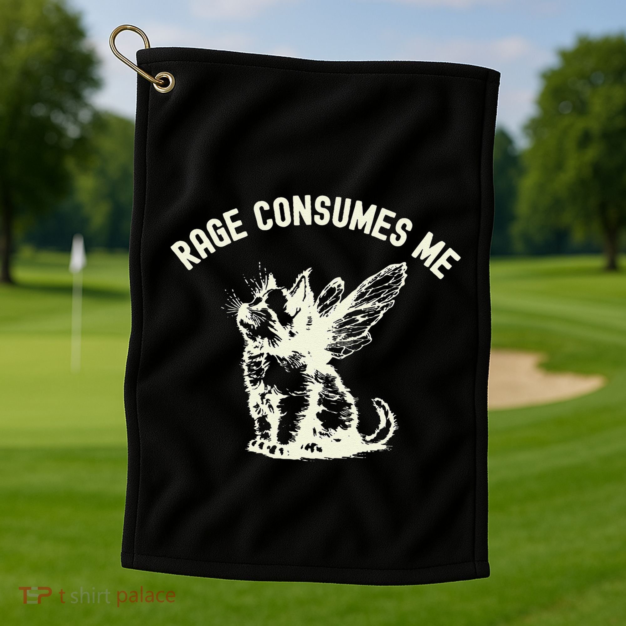 Rage Consumes Me Cat Flower Cute Kitty Cat Meme Golf Towel