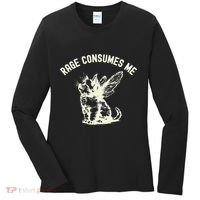 Rage Consumes Me Cat Flower Cute Kitty Cat Meme Women's Long Sleeve Shirt thumb 0
