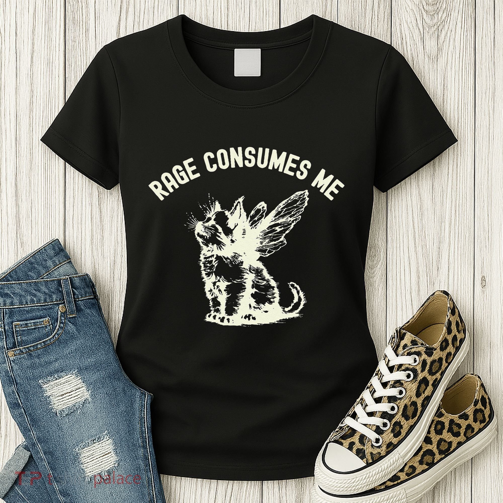 Rage Consumes Me Cat Flower Cute Kitty Cat Meme Women's T-Shirt