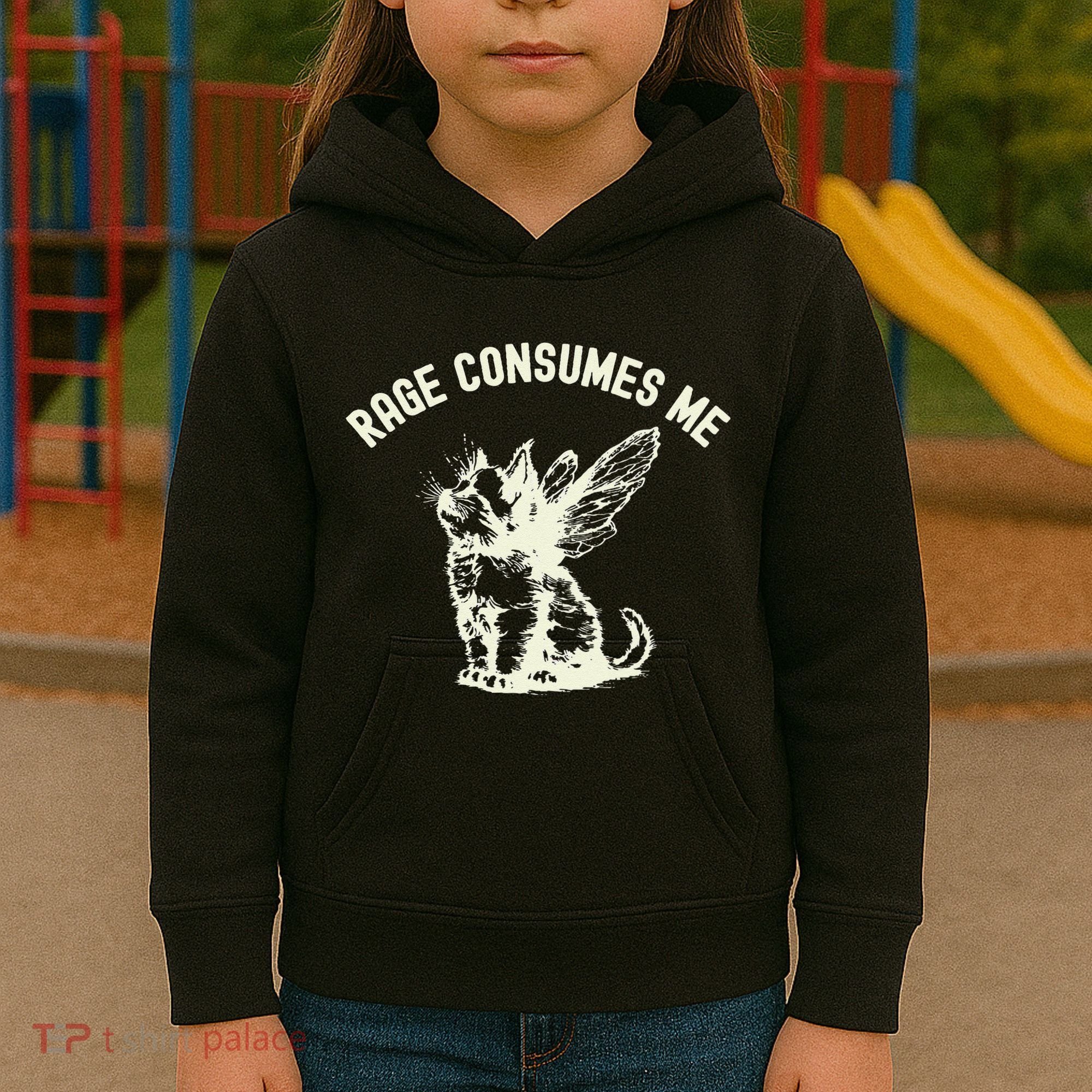 Rage Consumes Me Cat Flower Cute Kitty Cat Meme Kids Hoodie