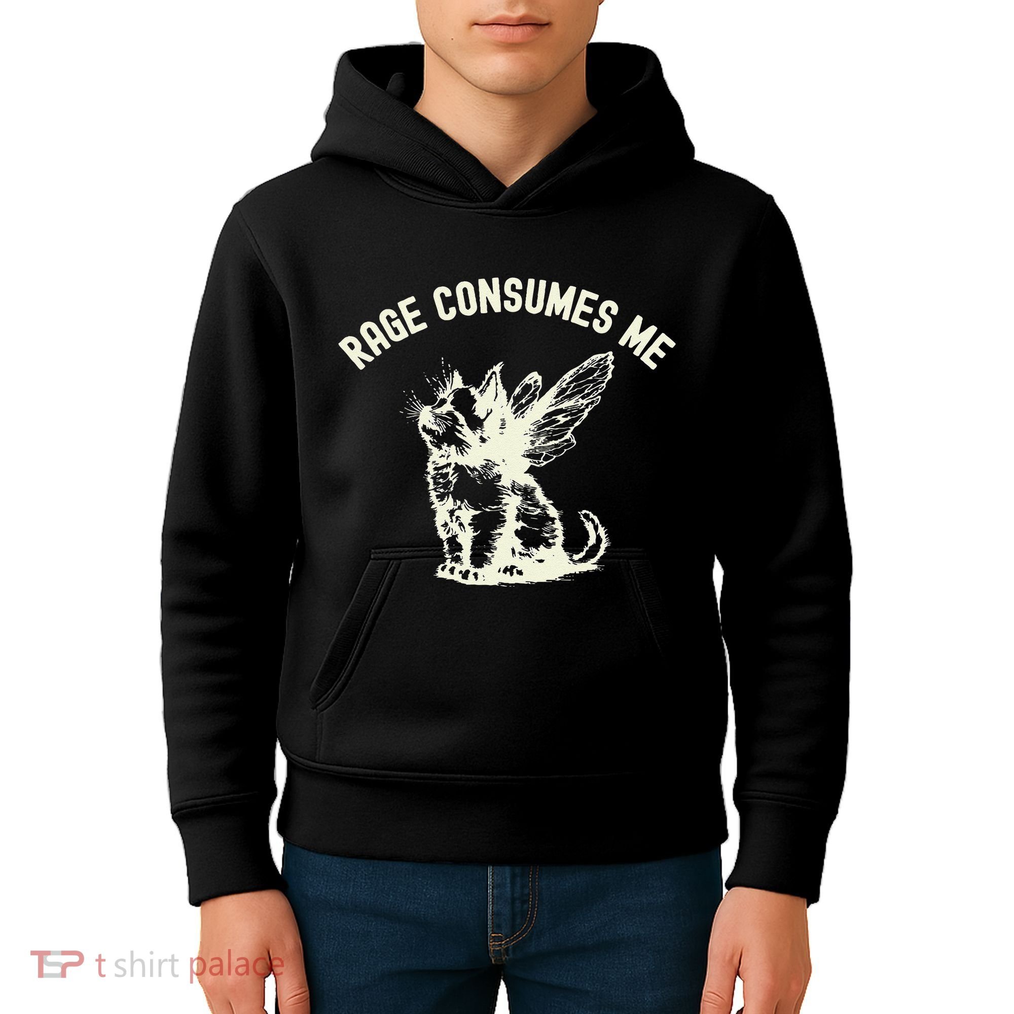 Rage Consumes Me Cat Flower Cute Kitty Cat Meme Kids Hoodie
