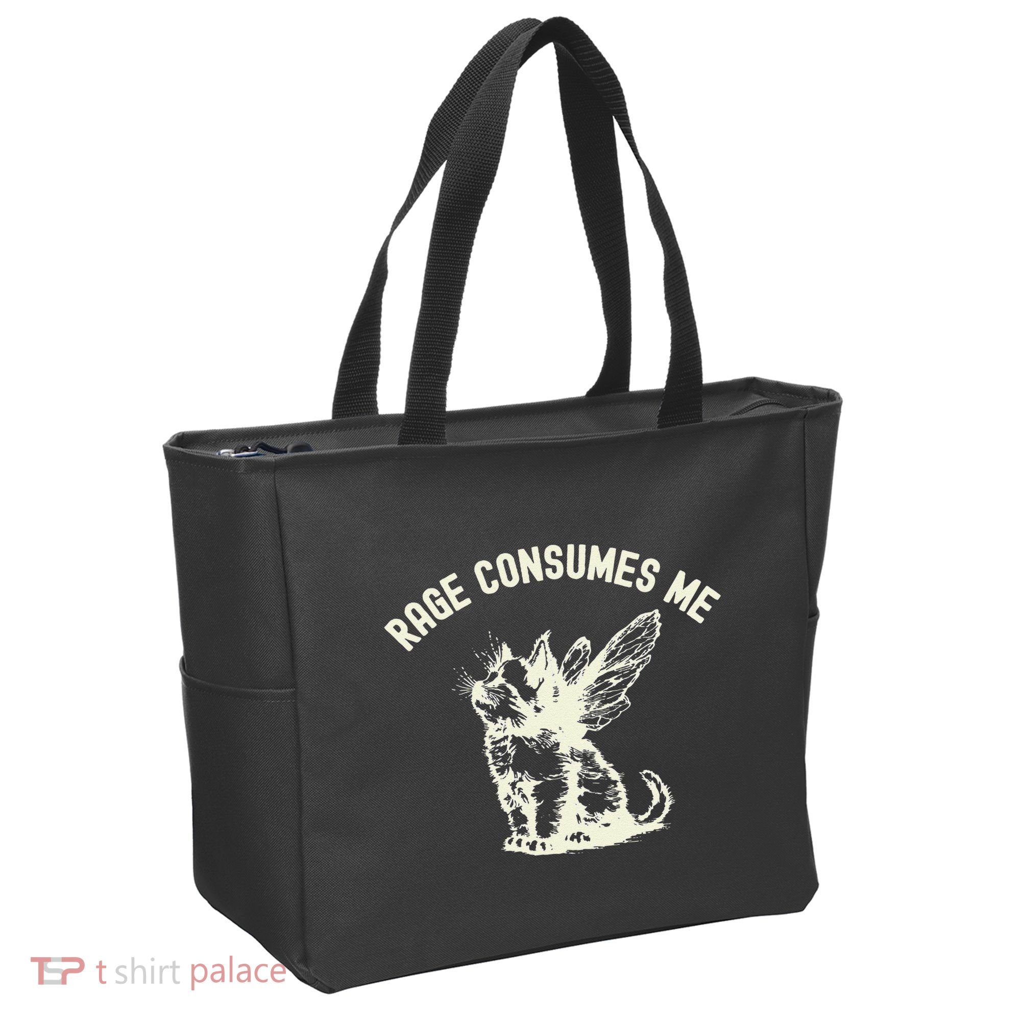 Rage Consumes Me Cat Flower Cute Kitty Cat Meme Tote Bag
