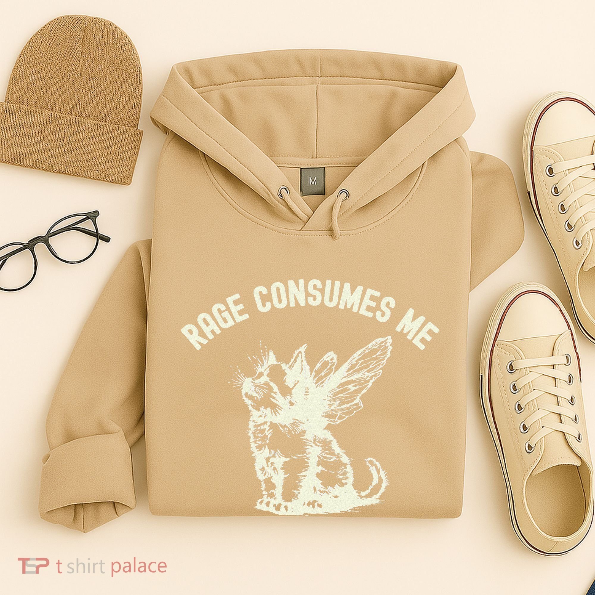 Rage Consumes Me Cat Flower Cute Kitty Cat Meme Hoodie