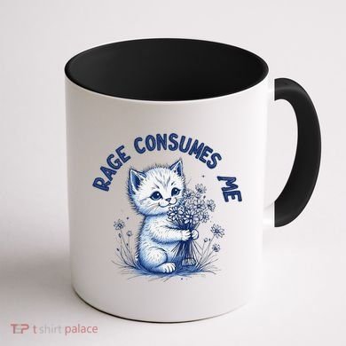 Rage Consumes Me Cat Flower Cute Kitty Cat Meme Design Funny Coffee Mug back