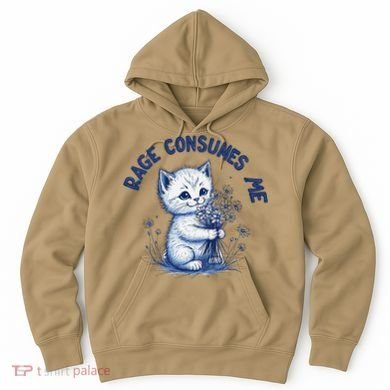 Rage Consumes Me Cat Flower Cute Kitty Cat Meme Design Funny Hoodie