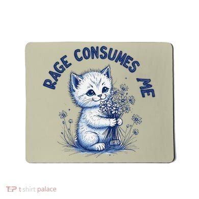 Rage Consumes Me Cat Flower Cute Kitty Cat Meme Design Funny Mousepad