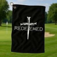 Redeemed Cross Nails Christian Apparel Christian Golf Towel thumb 1